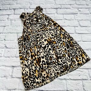 Milly Small Halter Tank Blouse Leopard Print Tie Neck Sleeveless
